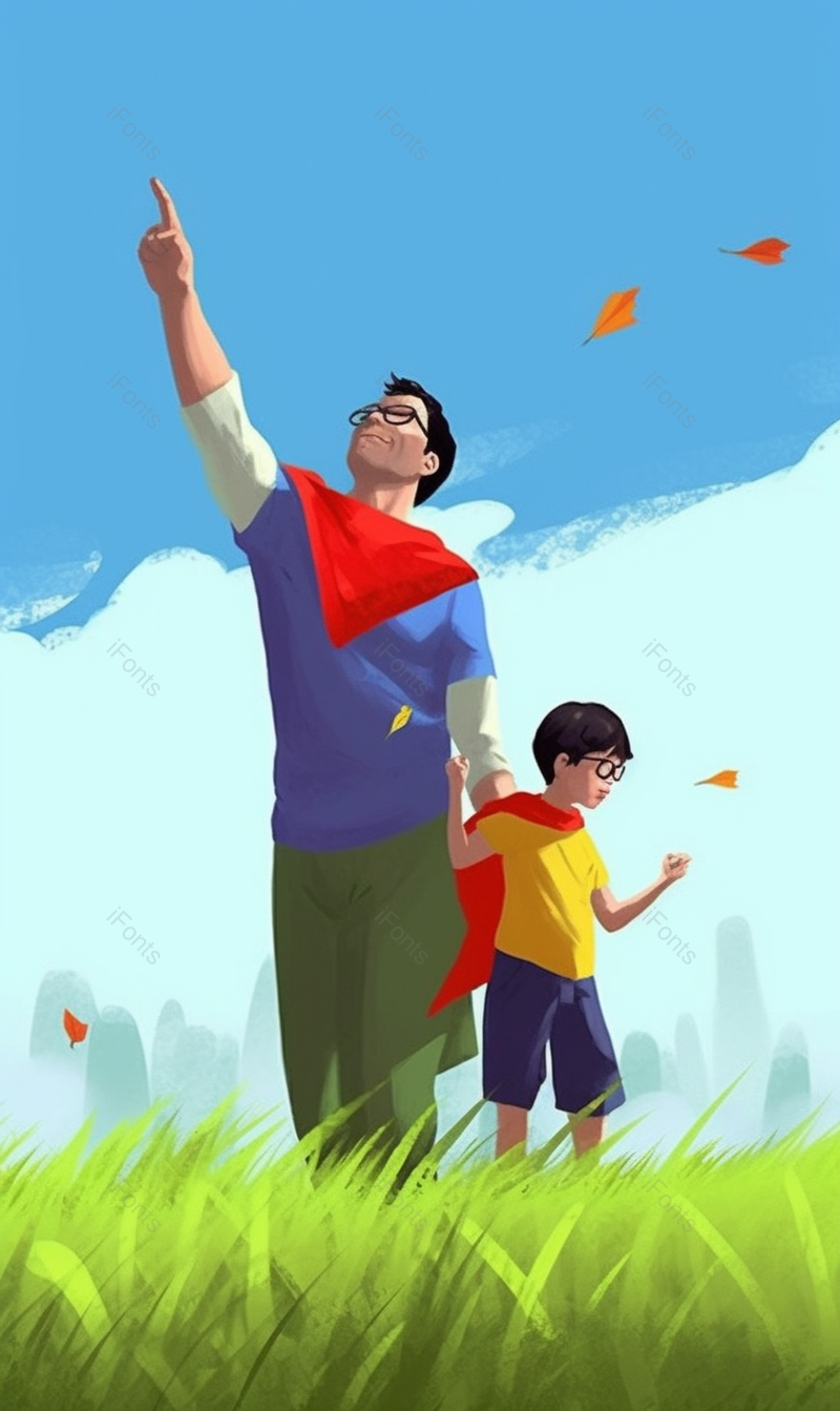 父亲和儿子在户外旅游,插画/手绘图,插画/手绘图库,插画/手绘图下载,插画/手绘